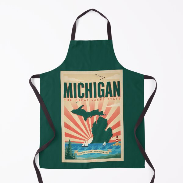 Item preview, Michigan State Illustration Travel Art Vintage designed and sold by KrisSidDesigns.