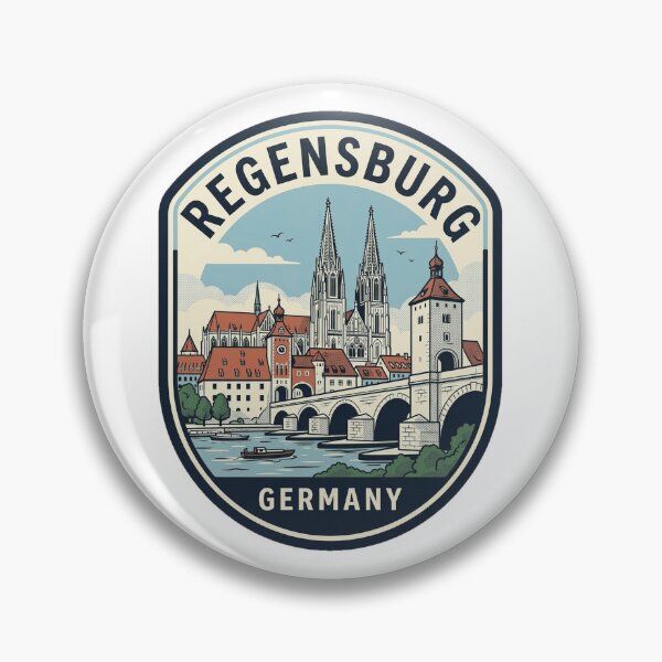 Artikelvorschau, Vintage Regensburg Deutschland Reiseabzeichen Retro-Landschaft entworfen und verkauft von k3rstman1.