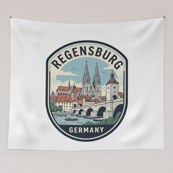 Item preview, Vintage Regensburg Germany Travel Badge Retro Landscape designed and sold by k3rstman1.