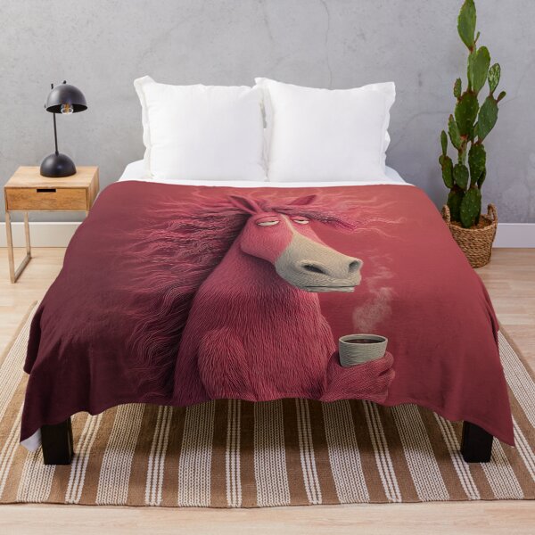 Item preview, Sleepy Pink Horse Enjoying Quiet Morning Coffee designed and sold by prettykaler.