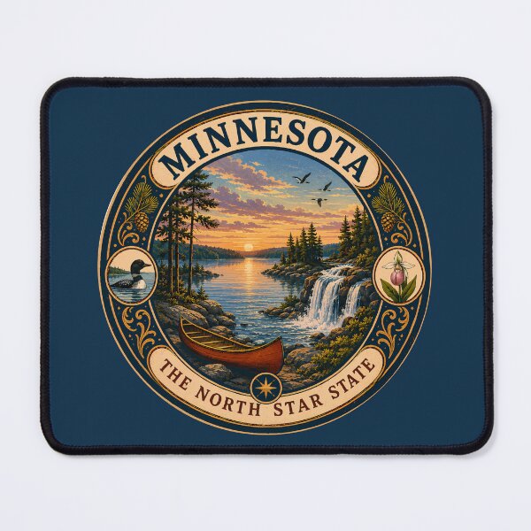 Item preview, Minnesota Landscape Illustration Travel Art Badge designed and sold by KrisSidDesigns.