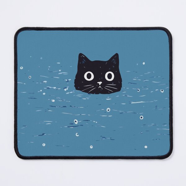 Item preview, Swimming Sea Black Cat designed and sold by Gkinoki.
