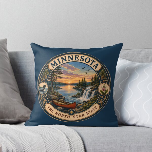 Item preview, Minnesota Landscape Illustration Travel Art Badge designed and sold by KrisSidDesigns.