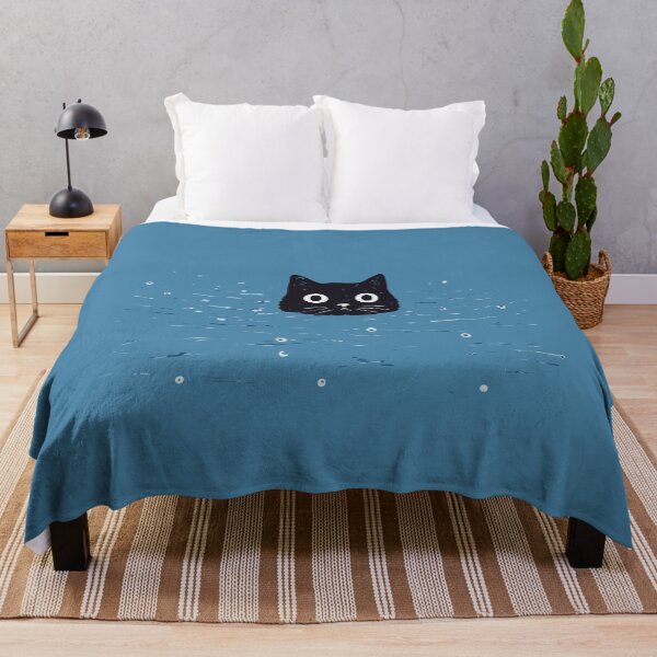 Item preview, Swimming Sea Black Cat designed and sold by Gkinoki.