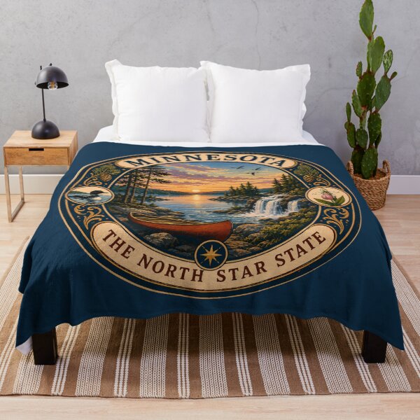Item preview, Minnesota Landscape Illustration Travel Art Badge designed and sold by KrisSidDesigns.
