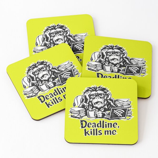 Item preview, Deadline Kills Me – Funny Overworked Chimp Cartoon Design designed and sold by Cabrasco.