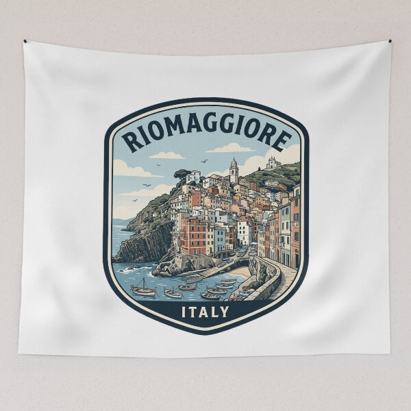 Item preview, Riomaggiore Italy Cinque Terre Vintage Travel Emblem designed and sold by k3rstman1.
