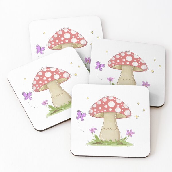 Item preview, Red Mushroom & Butterfly – Hand-drawn Digital Art & Wallpaper designed and sold by MyVisionaryHuez.