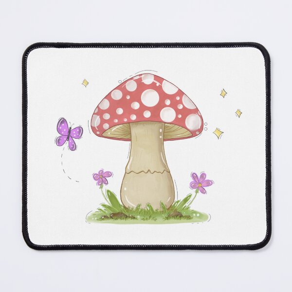 Item preview, Red Mushroom & Butterfly – Hand-drawn Digital Art & Wallpaper designed and sold by MyVisionaryHuez.