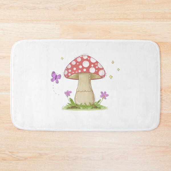 Item preview, Red Mushroom & Butterfly – Hand-drawn Digital Art & Wallpaper designed and sold by MyVisionaryHuez.