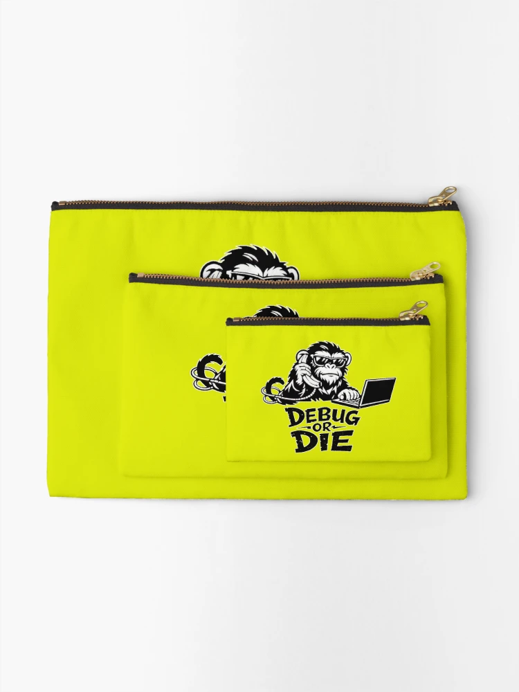 Thumbnail 2 of 4, Zipper Pouch, Debug Monkey – Code Hard Debug Harder – Programmer Tech Design designed and sold by CABRA SHOP.