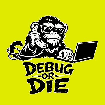 Artwork thumbnail, Debug Monkey – Code Hard Debug Harder – Programmer Tech Design by CABRA SHOP