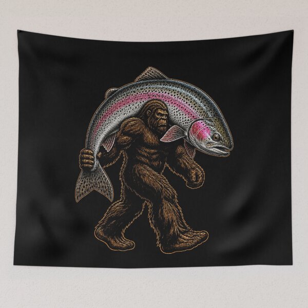 Item preview, Bigfoot carrying a giant rainbow trout designed and sold by rafaeltto.