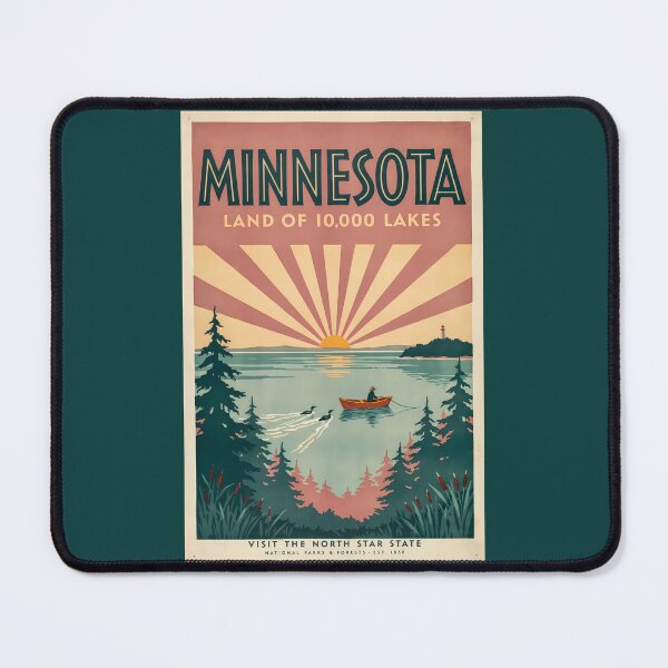 Item preview, Minnesota State Illustration Travel Art Vintage designed and sold by KrisSidDesigns.