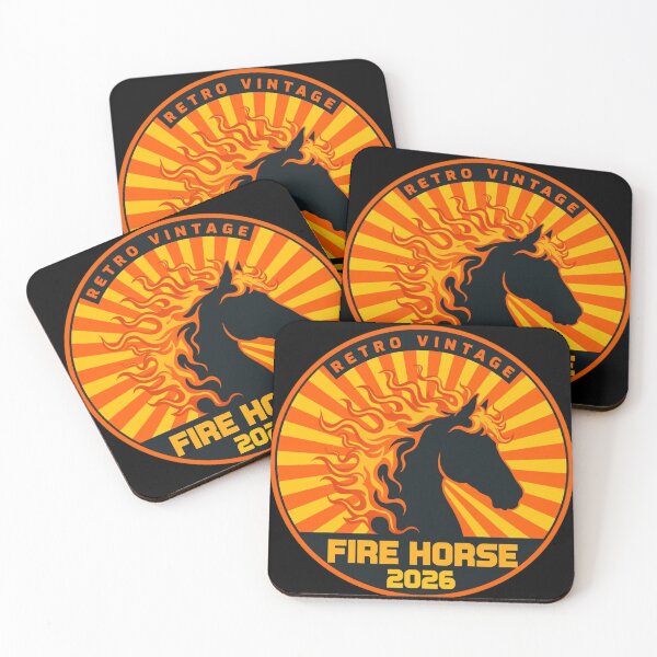 Item preview, Retro Fire Horse 2026 Badge - Vintage Sunset designed and sold by Fulaly.