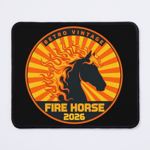 Item preview, Retro Fire Horse 2026 Badge - Vintage Sunset designed and sold by Fulaly.