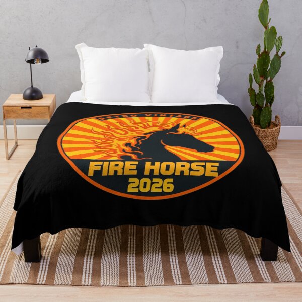 Item preview, Retro Fire Horse 2026 Badge - Vintage Sunset designed and sold by Fulaly.