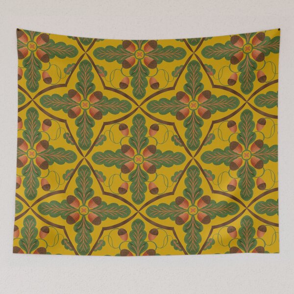 Item preview, Medieval Oakleaves and Acorns Tapestry Castlecore Style in jewel tones  designed and sold by aneladesigns.