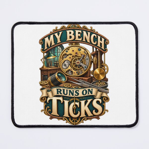Item preview, My Bench Runs on Ticks – Illustrated Horologist Gift designed and sold by UrbanCanvvas.