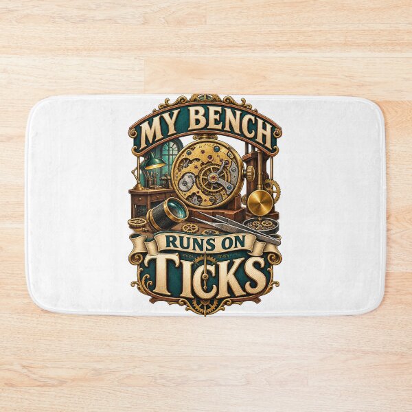 Item preview, My Bench Runs on Ticks – Illustrated Horologist Gift designed and sold by UrbanCanvvas.