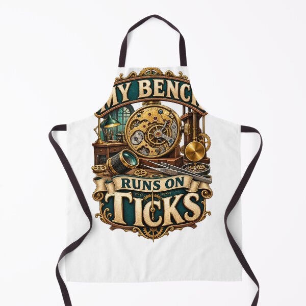 Item preview, My Bench Runs on Ticks – Illustrated Horologist Gift designed and sold by UrbanCanvvas.
