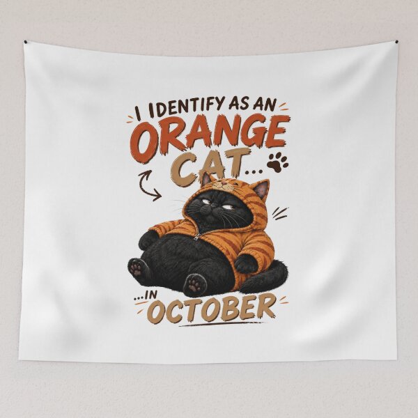 Item preview, Orange Cat in Training | Black Cat Autumn Humor designed and sold by UUniqueIImprint.
