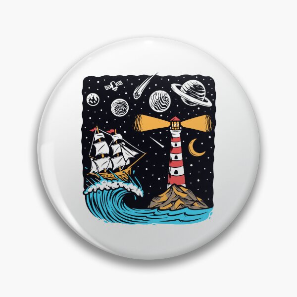 Item preview, Sailing Ship and Lighthouse Beneath a Cosmic Sky designed and sold by TotalityDesigns.