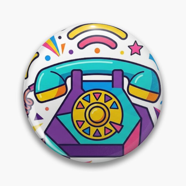 Item preview, Geometric Rotary Phone Sticker | Colorful Retro Telephone Sticker | Vibrant Pop Art Decal designed and sold by RoyArt0.