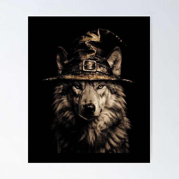 Item preview, Halloween Wolf Wearing a Mysterious Witch Hat – Gothic Dark Fantasy Magical  designed and sold by SOUFIANE1991.