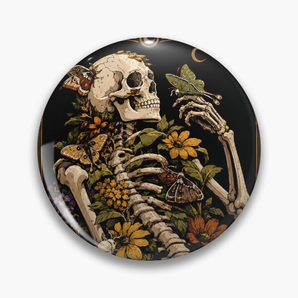 Item preview, Skeleton with Moths and Flowers Art Print Halloween designed and sold by rafaeltto.