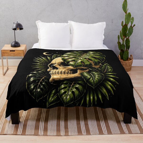 Item preview, Skull with Tropical Leaves and Moon Design Halloween designed and sold by rafaeltto.