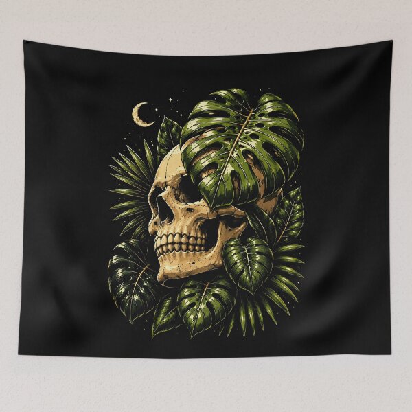Item preview, Skull with Tropical Leaves and Moon Design Halloween designed and sold by rafaeltto.