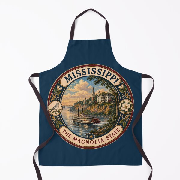 Item preview, Mississippi Landscape Illustration Travel Art Badge designed and sold by KrisSidDesigns.
