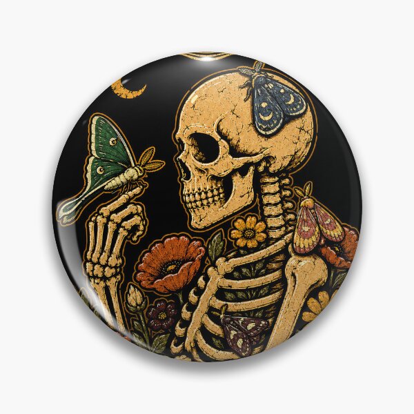 Item preview, Skeleton with Moths and Flowers Art Halloween Design designed and sold by rafaeltto.