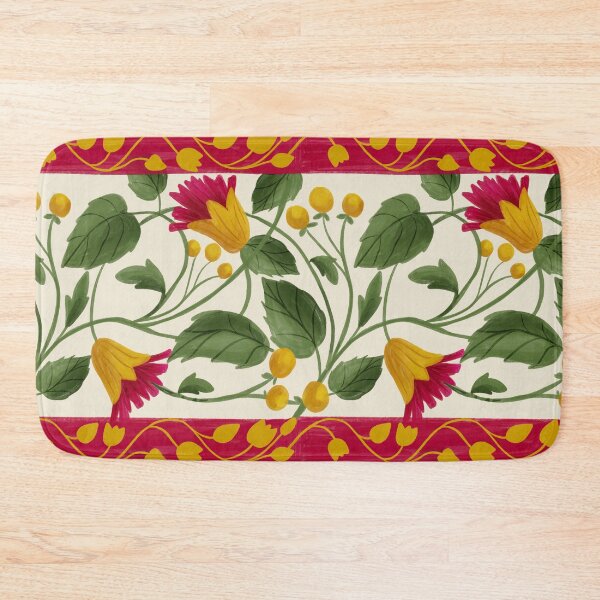 Item preview, Antique Medieval Heraldic Trailing Floral Vine with Crimson Border Stripe  designed and sold by aneladesigns.