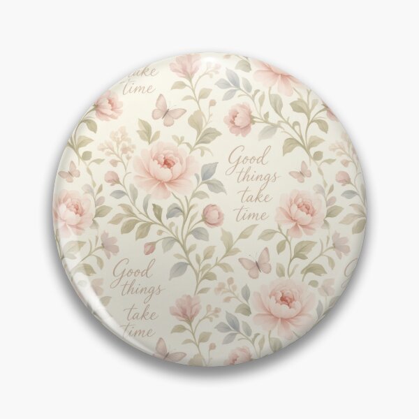 Item preview, Good Things Take Time Floral Peony Butterfly Pattern designed and sold by HappyOops.