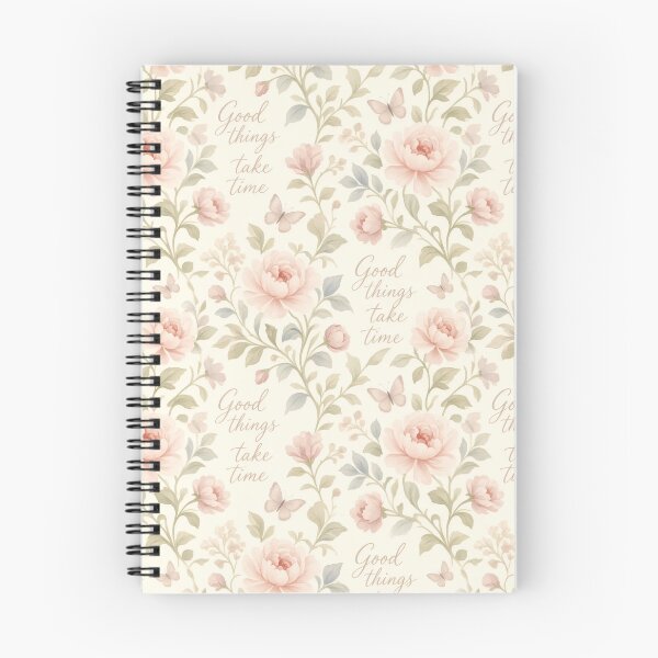 Item preview, Good Things Take Time Floral Peony Butterfly Pattern designed and sold by HappyOops.