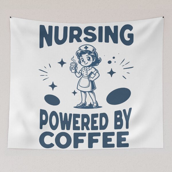 Item preview, Nursing Powered by Coffee Vintage Cute Nurse Design designed and sold by Vision Crafted.