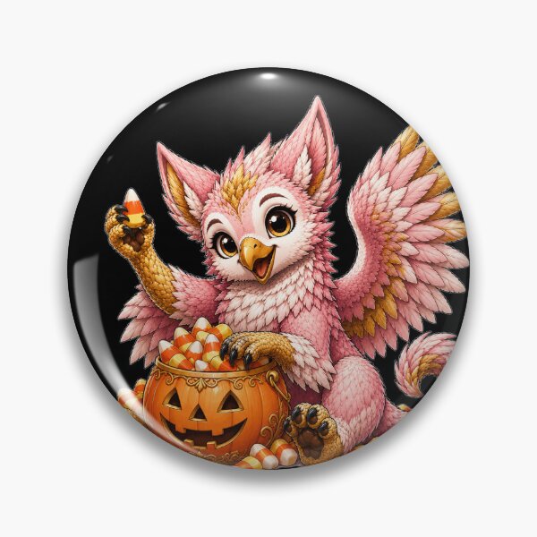 Item preview, Cute Pink Halloween Griffin with Candy Corn designed and sold by Hatchling Hollow.