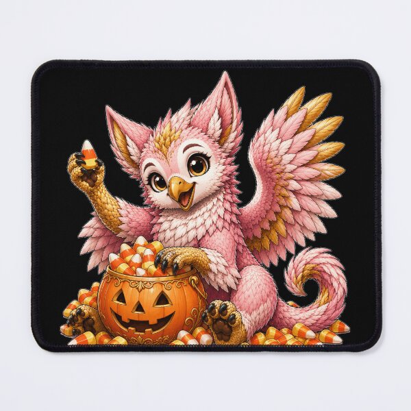 Item preview, Cute Pink Halloween Griffin with Candy Corn designed and sold by Hatchling Hollow.