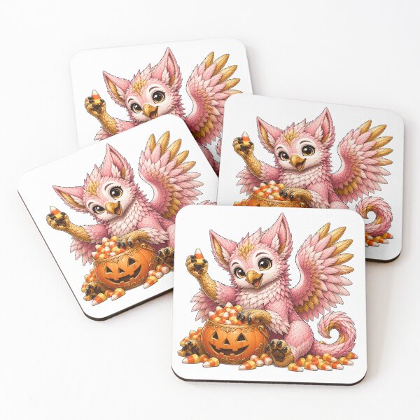 Item preview, Cute Pink Halloween Griffin with Candy Corn designed and sold by Hatchling Hollow.