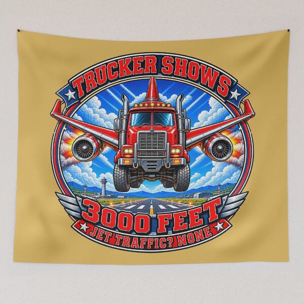 Item preview, Flying Jet Semi Truck - 3000 Feet Trucker Emblem designed and sold by NomadForge.