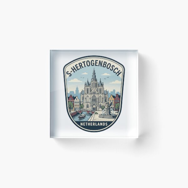 Item preview, 's-Hertogenbosch Netherlands Retro City Landmark Badge designed and sold by k3rstman1.