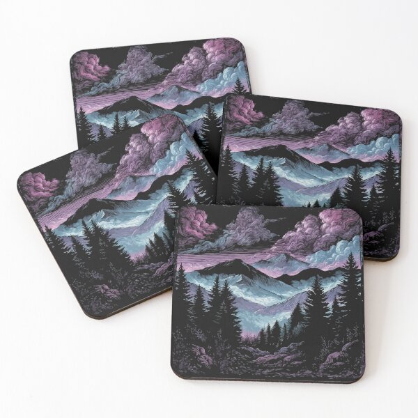 Item preview, Synthwave Black Purple Mountains Landscape designed and sold by Gkinoki.