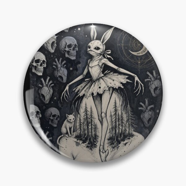 Item preview, Bunny Mask Ballerina Gothic Surreal Forest Heart Skulls Art designed and sold by LujziWorld.