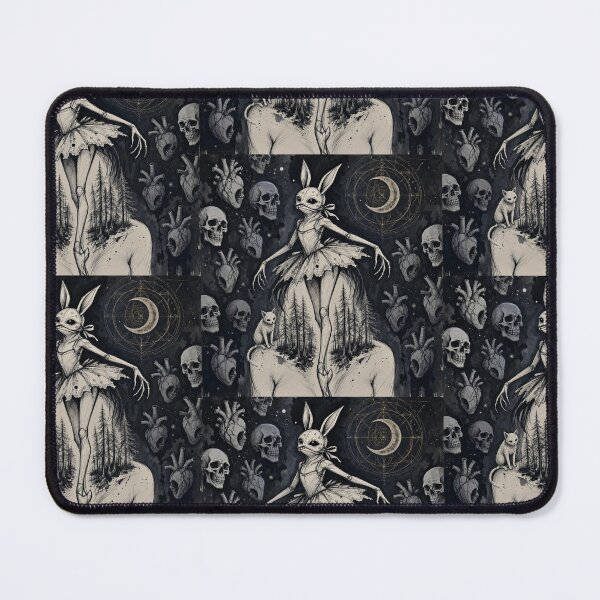 Item preview, Bunny Mask Ballerina Gothic Surreal Forest Heart Skulls Art designed and sold by LujziWorld.