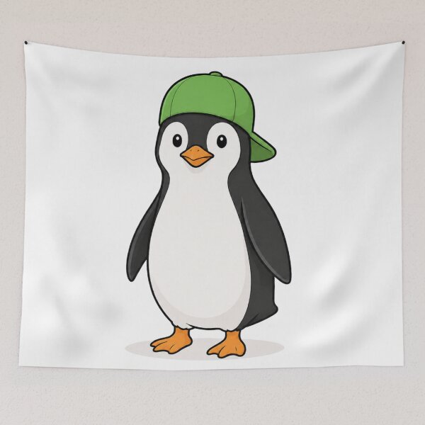 Artikelvorschau, Pepe the Penguin – Cute Penguin with Green Cap entworfen und verkauft von LittleGinnyArt.