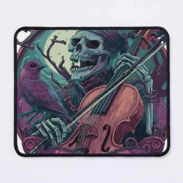 Item preview, Skeleton Cello Player & Purple Bird Graphic Art – Gothic Musical Horror designed and sold by TOCOCLAWS.
