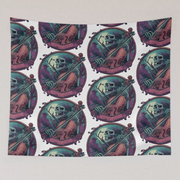 Item preview, Skeleton Cello Player & Purple Bird Graphic Art – Gothic Musical Horror designed and sold by TOCOCLAWS.