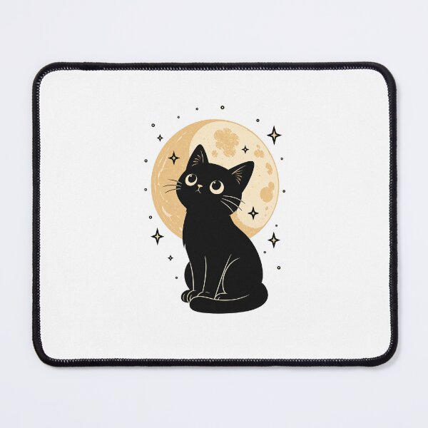 Item preview, Black cat and full moon, celestial kitten and stars designed and sold by SociallyDeadClub.